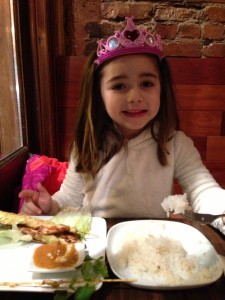 Princess S eating satay